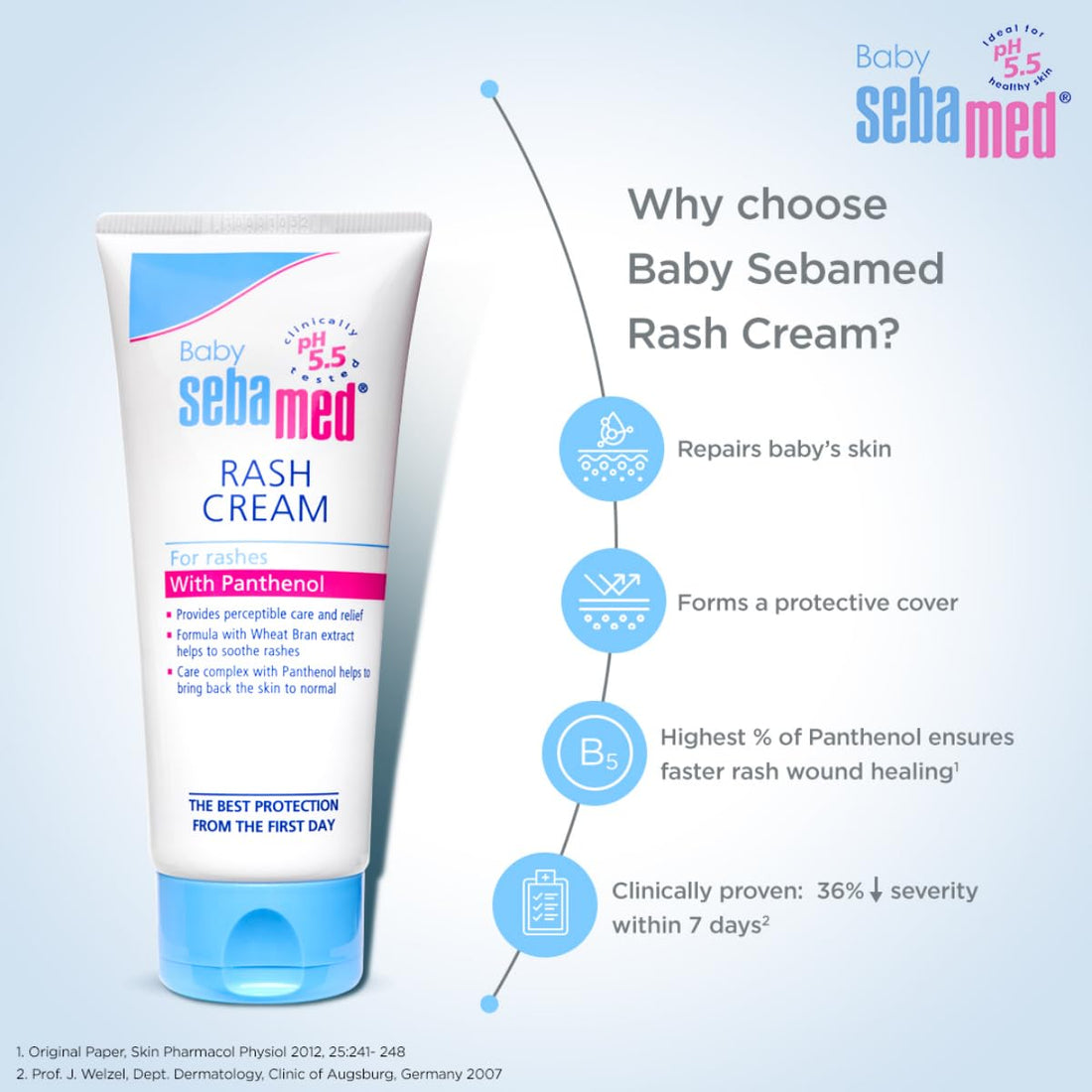 Baby with smooth skin after using Sebamed cream