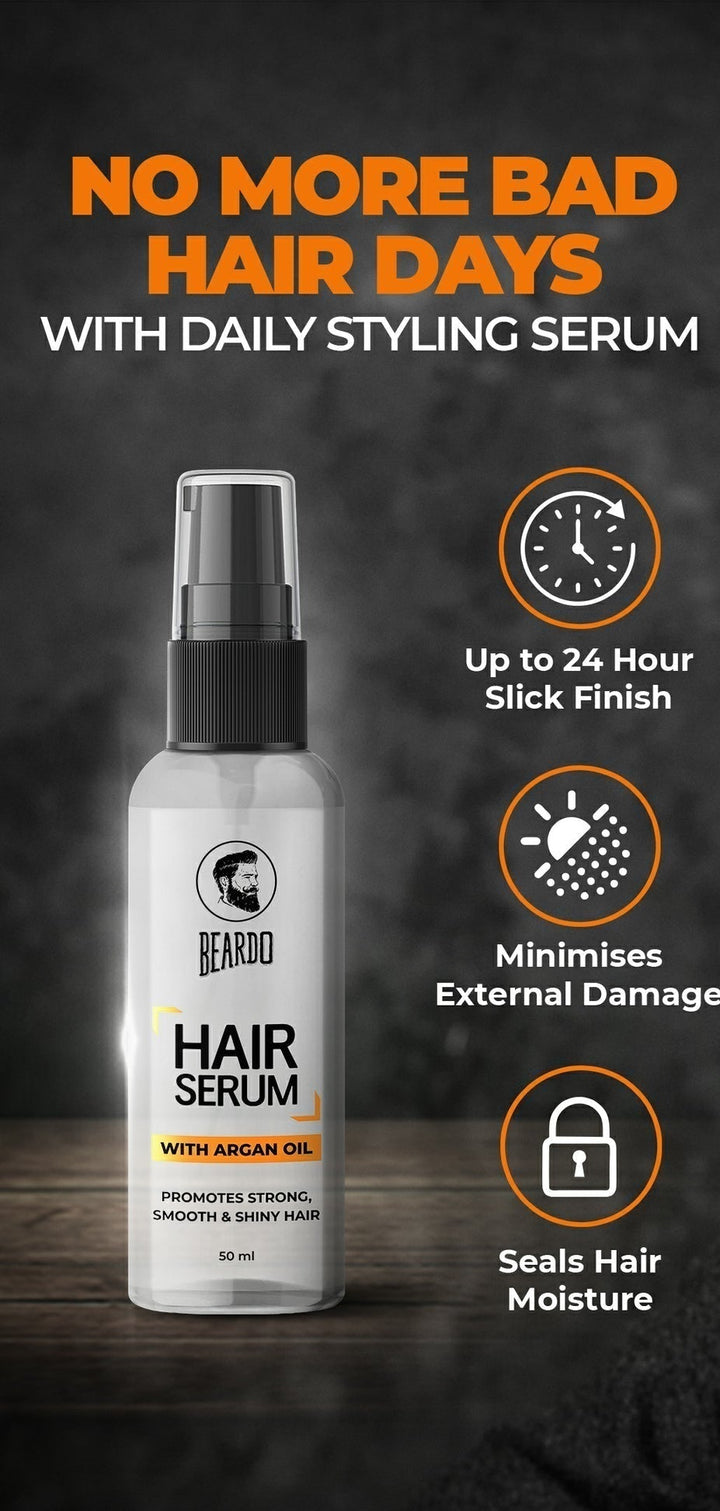 Before and after using Beardo Hair Serum