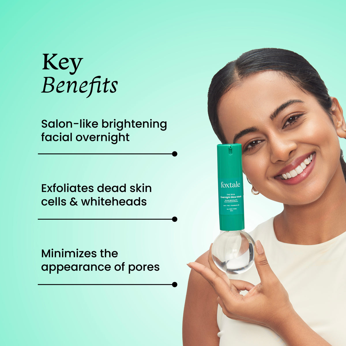 Foxtale Overnight Glow Mask For A Salon-Like Brightening Facial Overnight, 30ml2