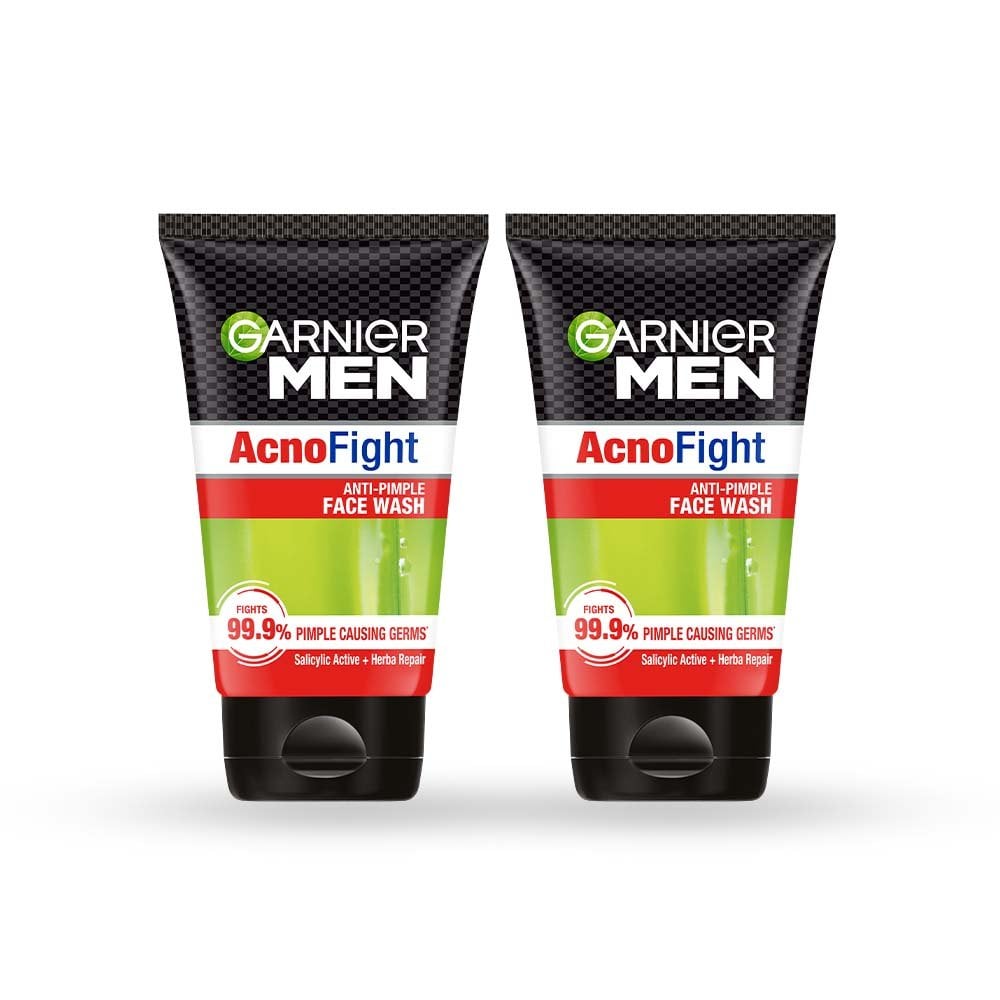 Garnier Men Acno Fight Anti Pimple Face Wash, Pack of 2 (100g + 100g)