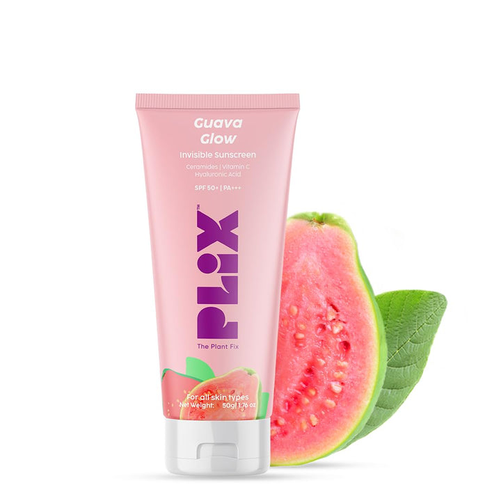 Plix Guava Glow Invisible Dewy Sunscreen with SPF50+ PA+++ | 50g