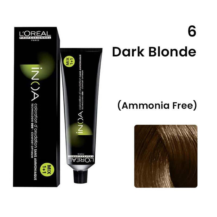 L'Oreal  Professionnel Paris - 6 Dark Blonde - Inoa Ammonia Free Permanent Colour - Mix 1:1 - (60g) - House of Ateeq