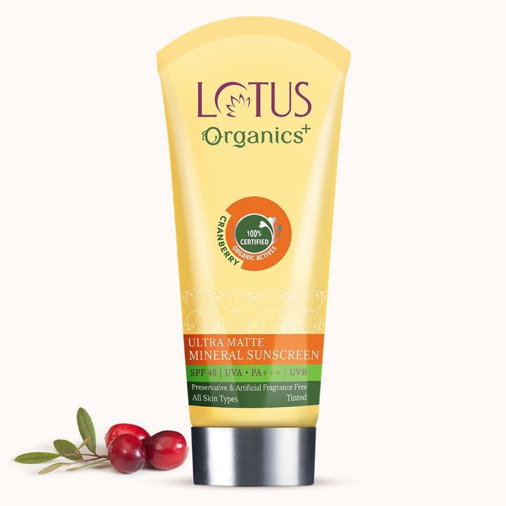 Lotus Organics Ultra Matte Mineral Sunscreen SPF 40 PA+++ (50g) | Oil-Free, Matte Finish