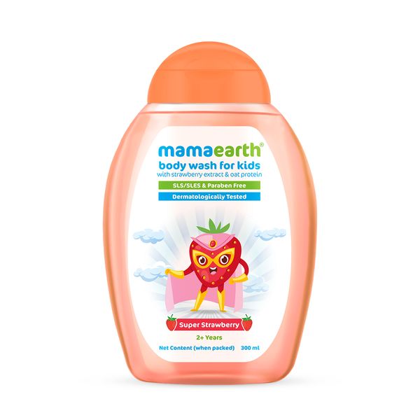 Mamaearth Super Strawberry Body Wash for Kids 300ml Front View
