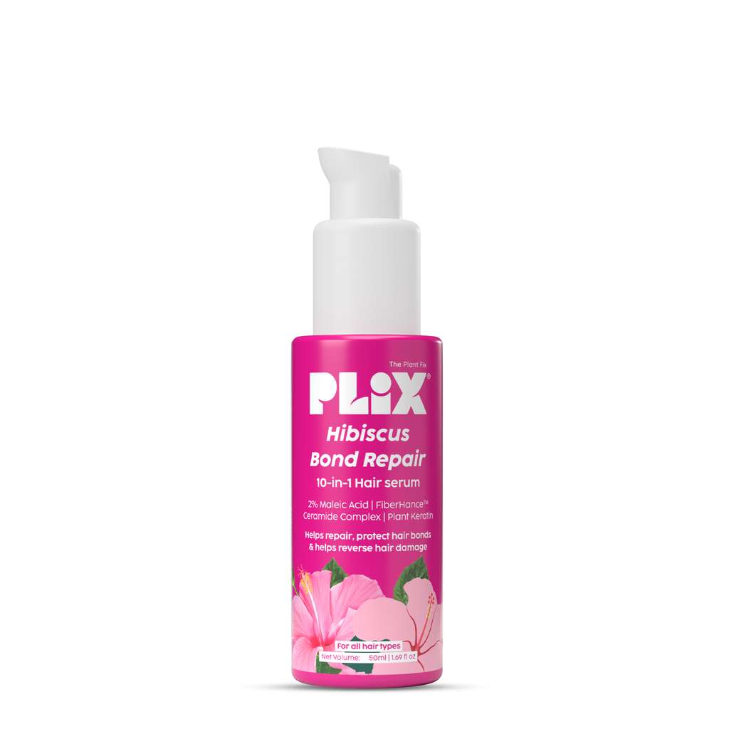 Plix Hibiscus 10-in-1 Bond Repair Serum for Manageable Hair, Reduced Breakage & Nourished Strands, 50ml