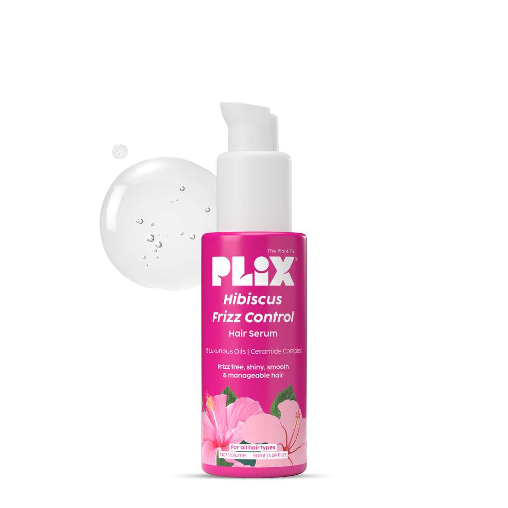 Plix Hibiscus Frizz Control Hair Serum | Powered by 13 Oils for 3X Stronger, Shinier Hair, 50ml