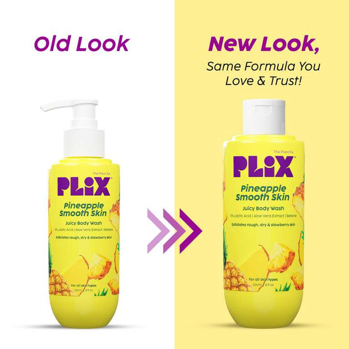 Plix Pineapple 5% Lactic Acid Exfoliating Body Wash, 236ml | For Tan Free & Brighter Skin