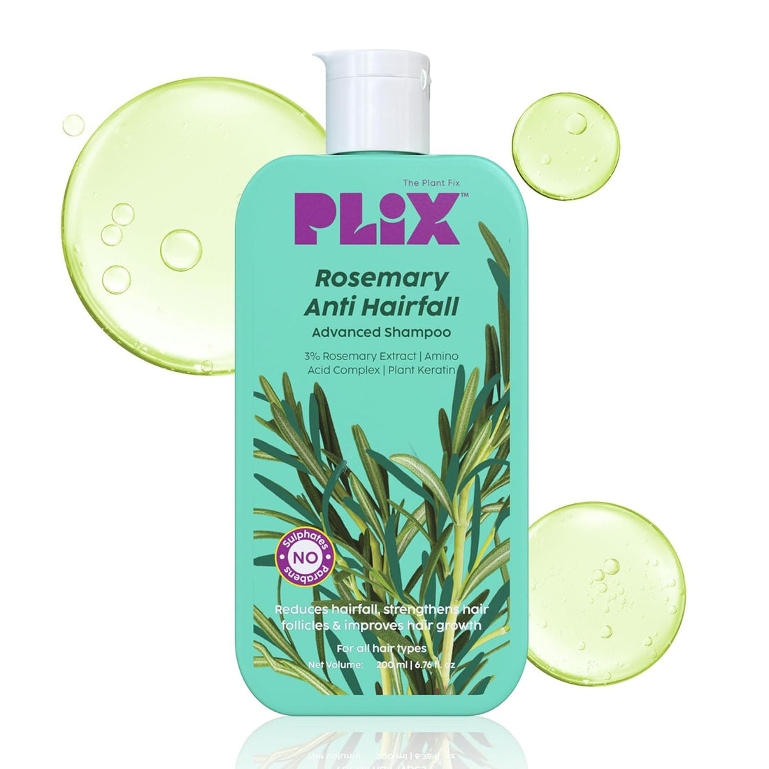 Plix Rosemary Anti-Hairfall Advanced Shampoo for Stronger, Fuller Hair, 200ml