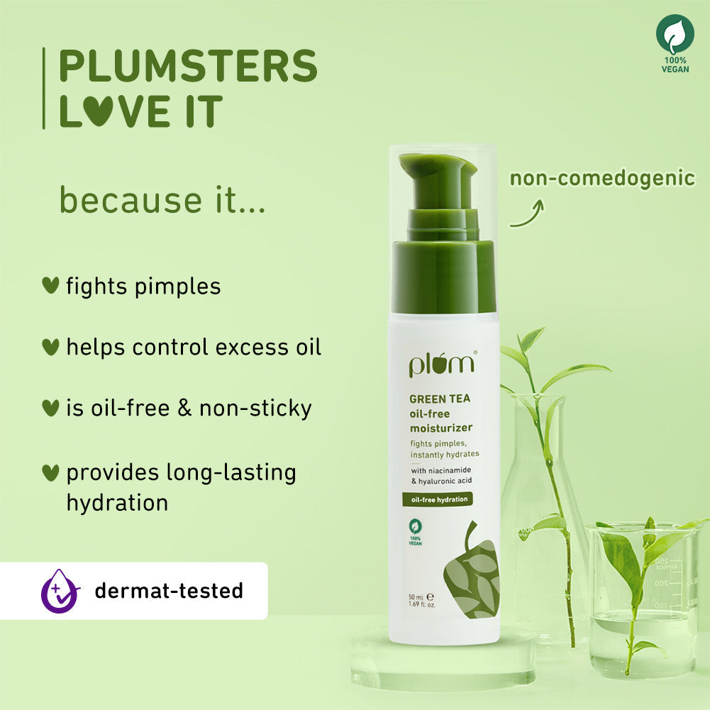 Plum Green Tea Oil-Free Moisturizer | Fights Pimples, Controls Oil & Hydrates, 50ml