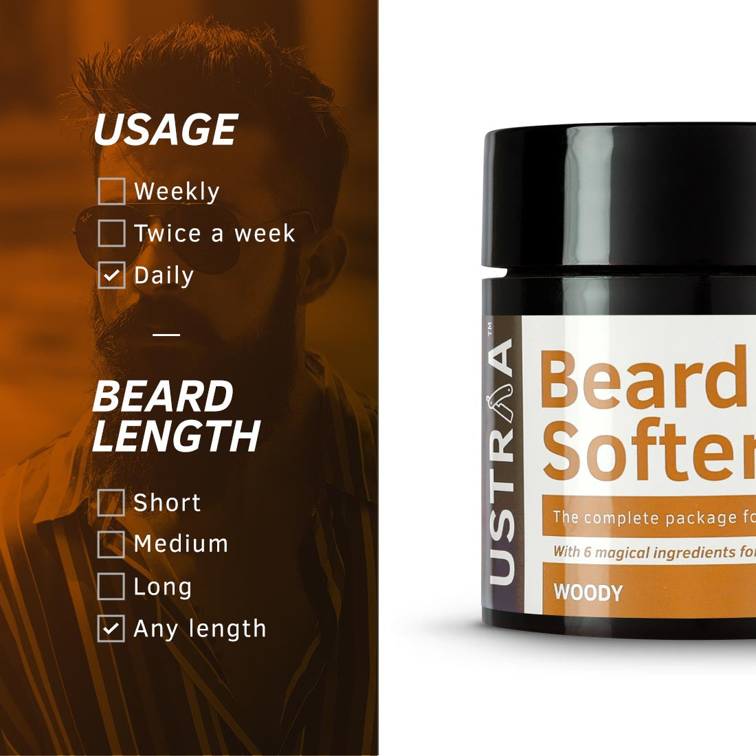 Ustraa Beard Softener Woody, 100g