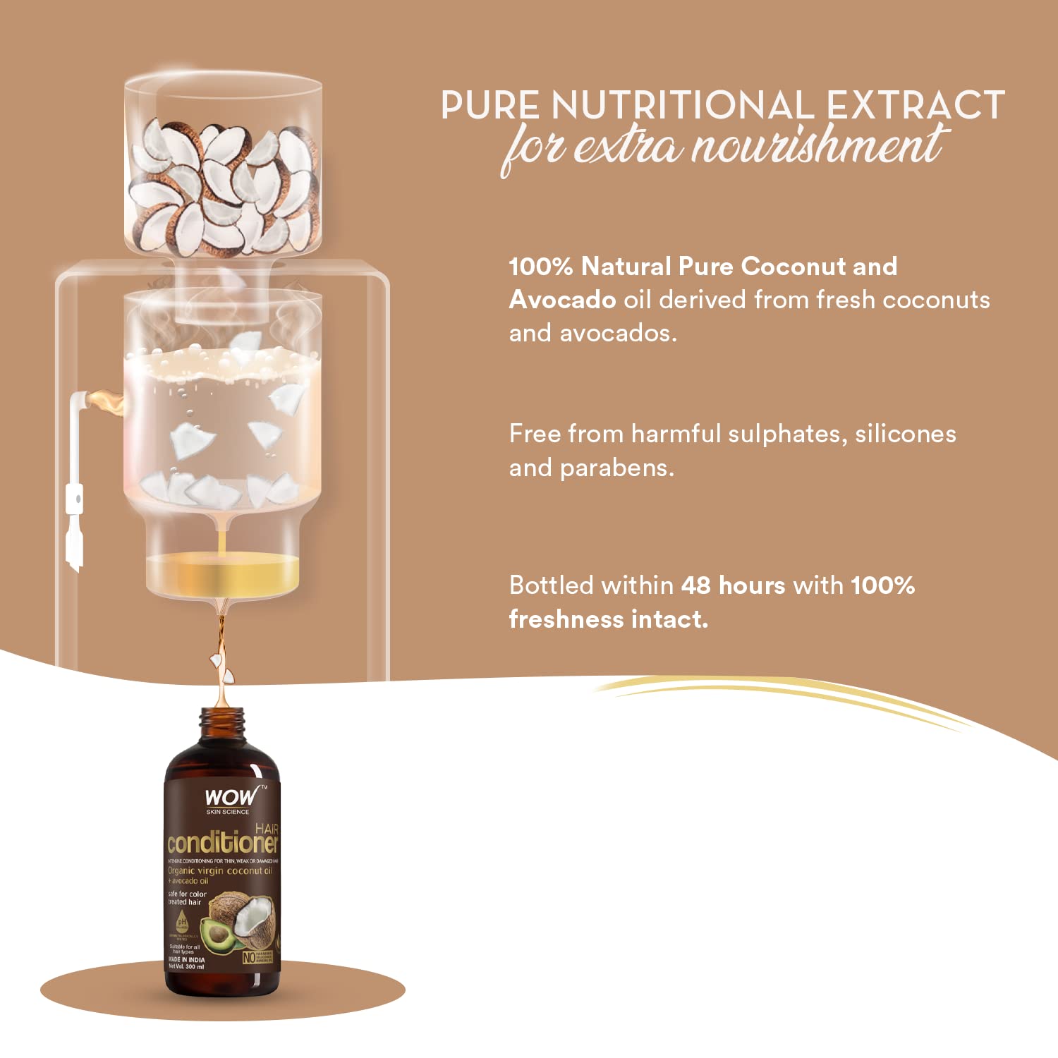 WOW Skin Science Coconut Oil & Avocado Oil Hair Conditioner, 300ml